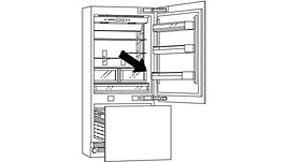 Холодильники с выдвижными ящиками Bosch, место расположения информационной таблички.