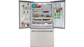 Холодильники с нижней морозильной камерой Io Mabe, место расположения информационной таблички.