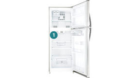 Холодильники с верхней морозильной камерой Io Mabe, место расположения информационной таблички.