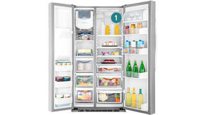 Холодильники Side-by-Side Io Mabe, место расположения информационной таблички.