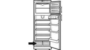 Холодильники с верхней морозильной камерой Liebherr, место расположения информационной таблички.