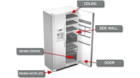 Холодильники Side-by-Side Maytag, место расположения информационной таблички.