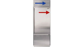 Холодильники с нижней морозильной камерой Sub-Zero, место расположения информационной таблички.