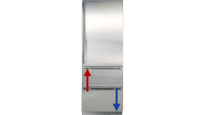 Холодильники с выдвижными ящиками Sub-Zero, место расположения информационной таблички.